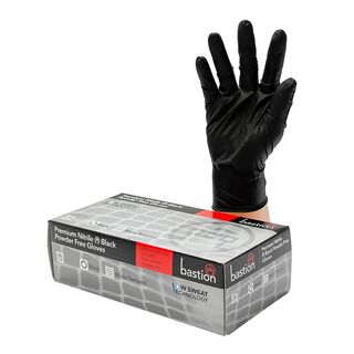 Bastion Nitrile Black PowderFree Gloves LARGE - UniPak