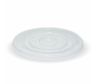 90mm PS large white lid - straw slot - fits all 90mm cups - BioPak