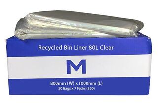 Rubbish Bag Bin Liner 80L Clear 35mu - Matthews