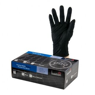 Nitrile Black PowderFree Gloves MEDIUM Pack 100 - Bastion