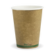 12oz Coffee Cups Kraft Green Stripe (90mm) Single Wall - BioPak
