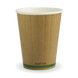 12oz Coffee Cup Kraft Green Stripe (90mm) Double Wall - BioPak