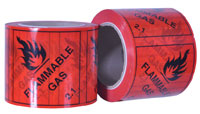FLAMMABLE GAS 2 printed labels on a roll (500 labels/roll) - Pomona