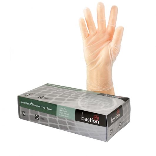 Vinyl Ultra PowderFree Clear Gloves LARGE - Bastion