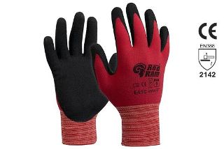 RED RAM' Black sandy Latex with Red Polyamide Liner, Size 9 - Esko