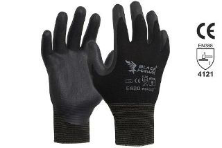 BLACK HAWK' Black Foam Nitrile, Black Polyamide Liner, Size 9 - Esko