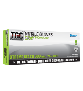 Nitrile Grey Gloves 600mm PowderFree X-LARGE - TGC