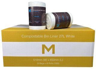 Office Bin Liner 27L Compostable 27L White - Matthews