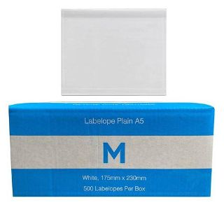 Adhesive Labelope Plain A5 - White, 175mm x 230mm - Matthews