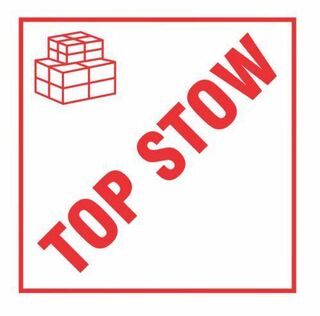 Top Stow Handling Label - White/Red, 99mm x 99mm Carton 12