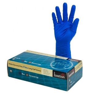 Nitrile Blue Diamond Grip 300mm Cuff XX-Large - Bastion